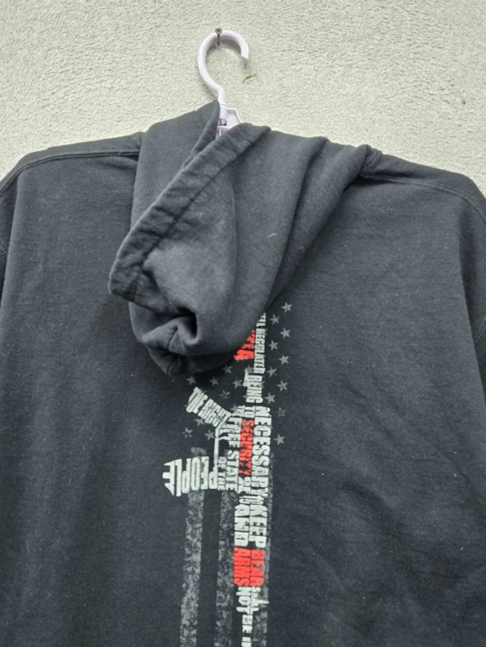 Grunt Style Men Hoodie L Black Second Amendment 2.0 USA Flag Logo Graphic Print